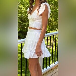 Altar'd State White Lace Top and Skirt Set